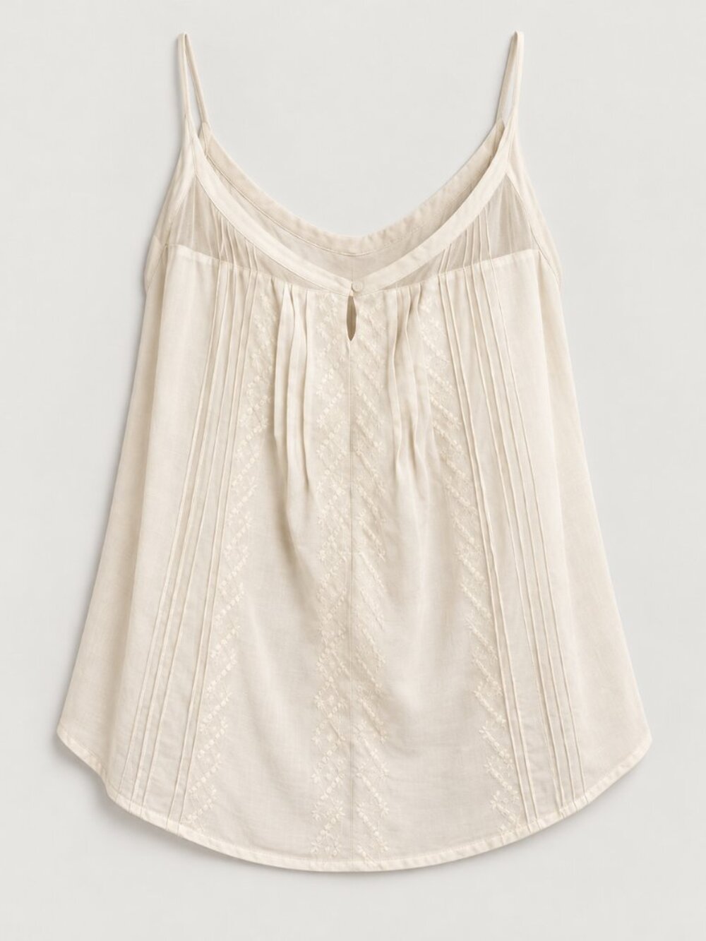 Ecote Ivory Embroidered Pintuck Camisole Top Size L